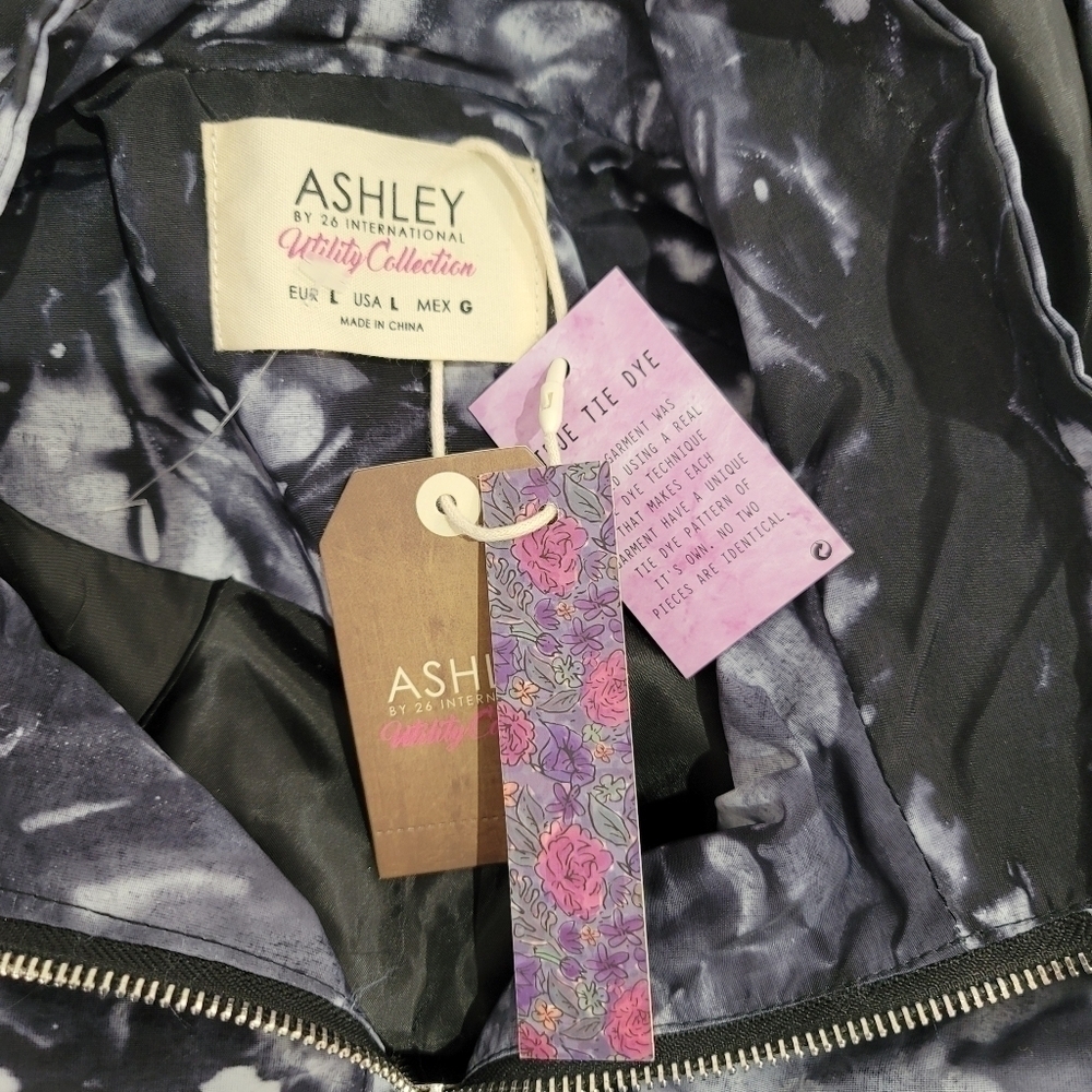 NWT Womens ASHLEY by 26 International Jacket Dye Charcoal Gray Hooded Zip L - Picture 2 of 8